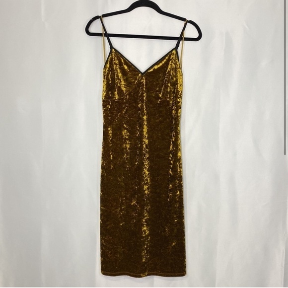 NWT 1. State The Nomad Crushed Velvet Midi Dress in Deep Gold size XS - Picture 2 of 3